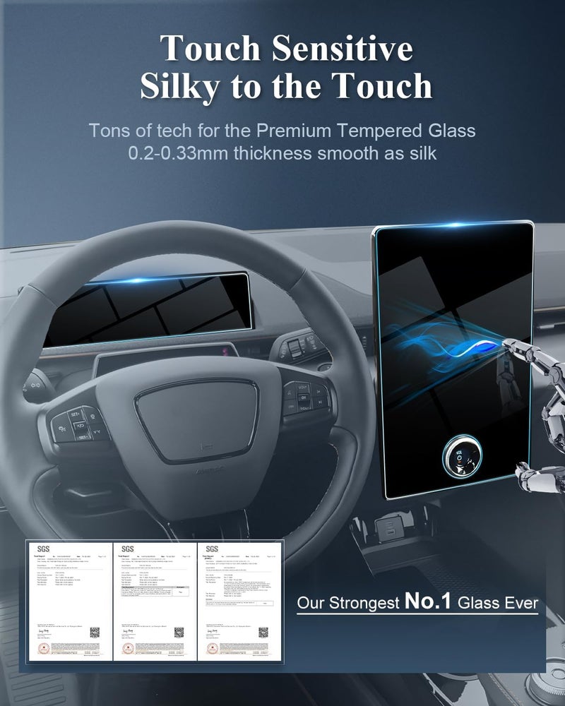 BIBIBO for 2025 Mustang Mach E Screen Protector 2021-2025 Ford Mustang Mach E (Select/Premium/GT/Rally) 15.5" Navi &10.2 Dash Tempered Glass 2025 Mustang Mach E Accessories - Image 3